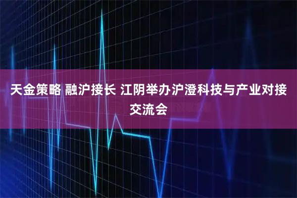 天金策略 融沪接长 江阴举办沪澄科技与产业对接交流会